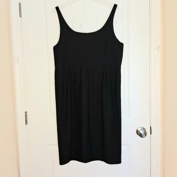 Eileen Fisher Stretch Crepe Sleeveless Sheath Dress Sz Large Black LBD - Picture 3 of 9